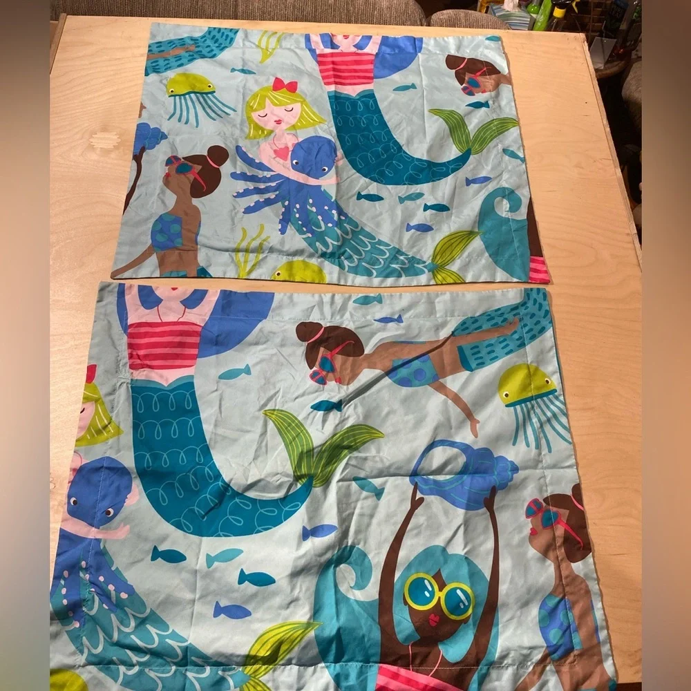 Mermaid and Sea Life Pillow Shams  Full Size (MO)